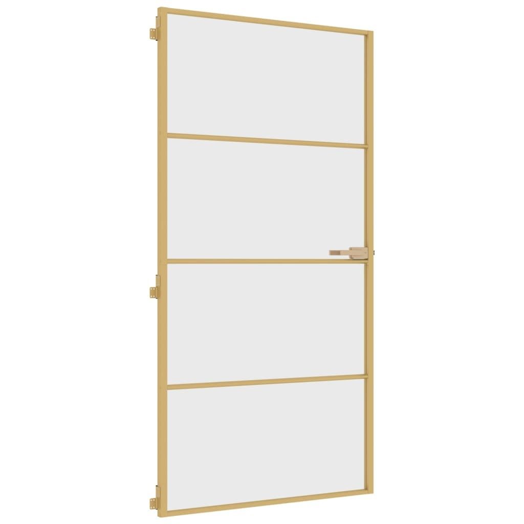 vidaXL Innentür Schlank Golden 102,5x201,5 cm Hartglas und Aluminium