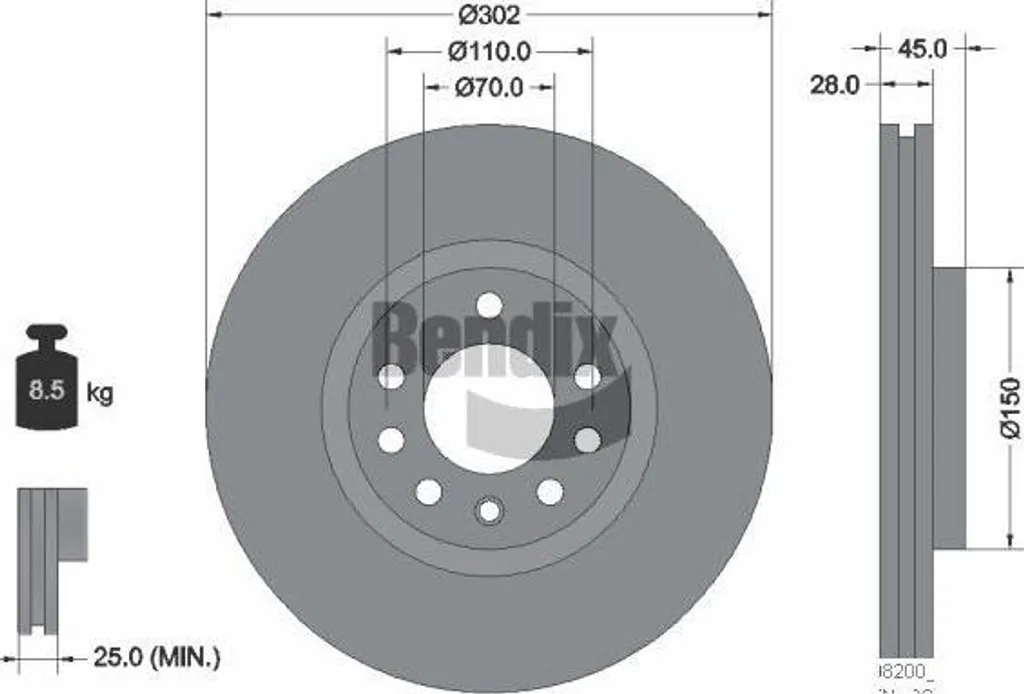 Disque de Frein Bendix BDS1512 Performance pour Vectra et Signum OE