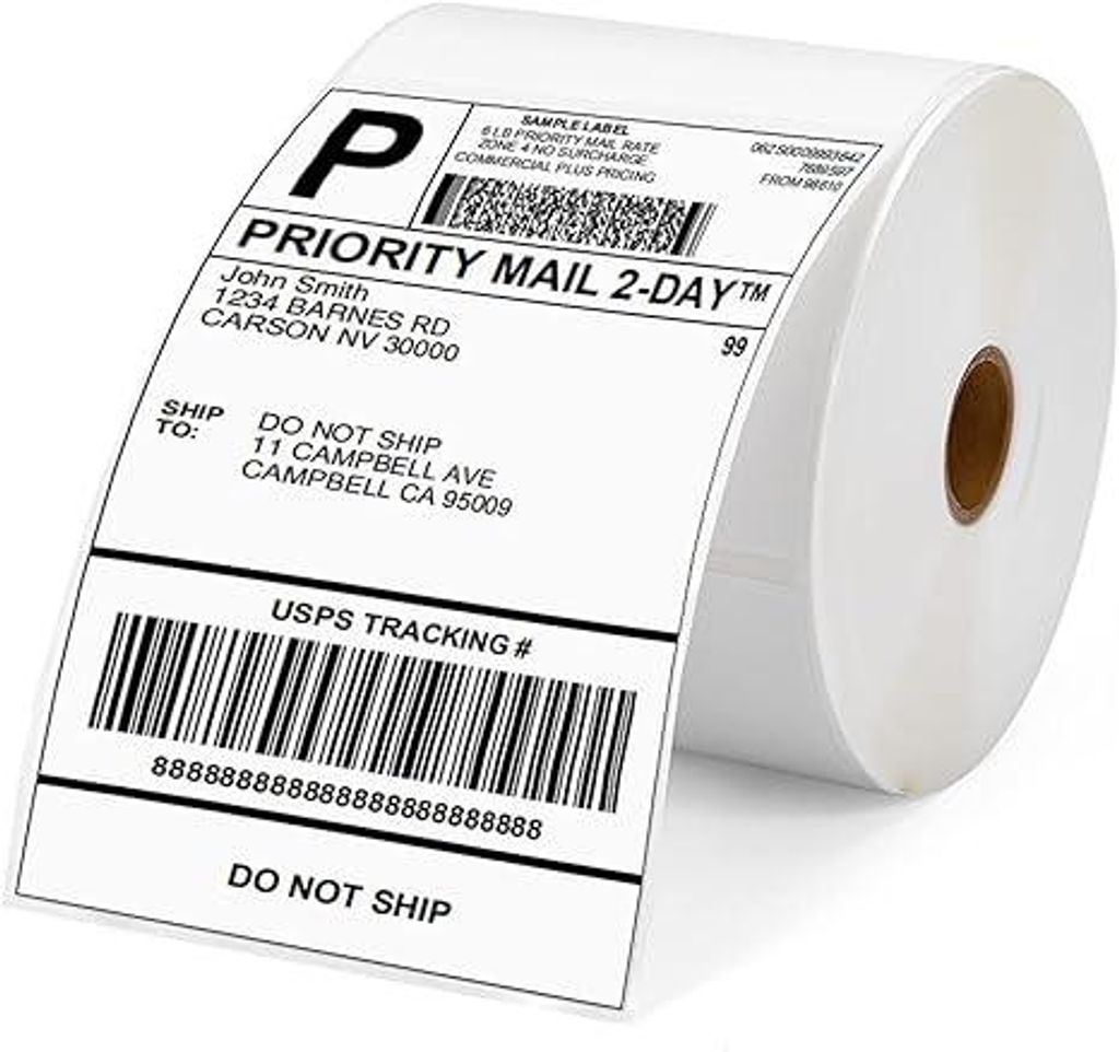 Phomemo 4x6 Versandetiketten 500 Stk/Rolle, 100x150mm BPA-frei Thermoetiketten Selbstklebend, kompatibel mit MUNBYN/Phomemo/Polono, für DHL/UPS/DPD