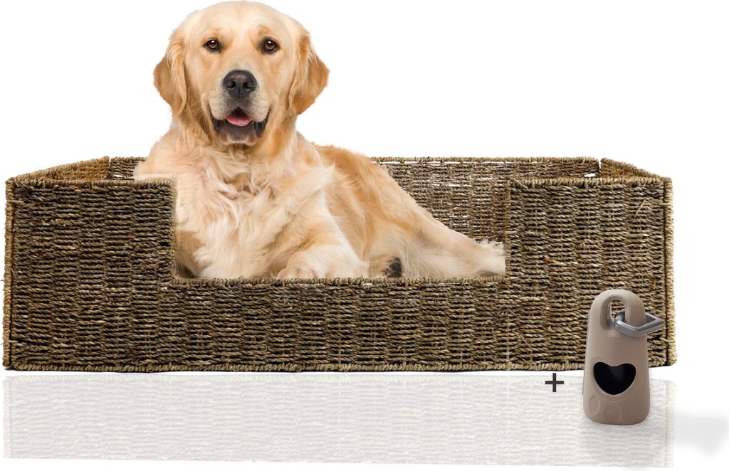 Rohrschneider Tierbett Micado | Hundebett kleine & mittelgroße Hunde | Katzenbett | waschbar bei 30°| Naturmaterial Seegras | Verschiedene Größ...