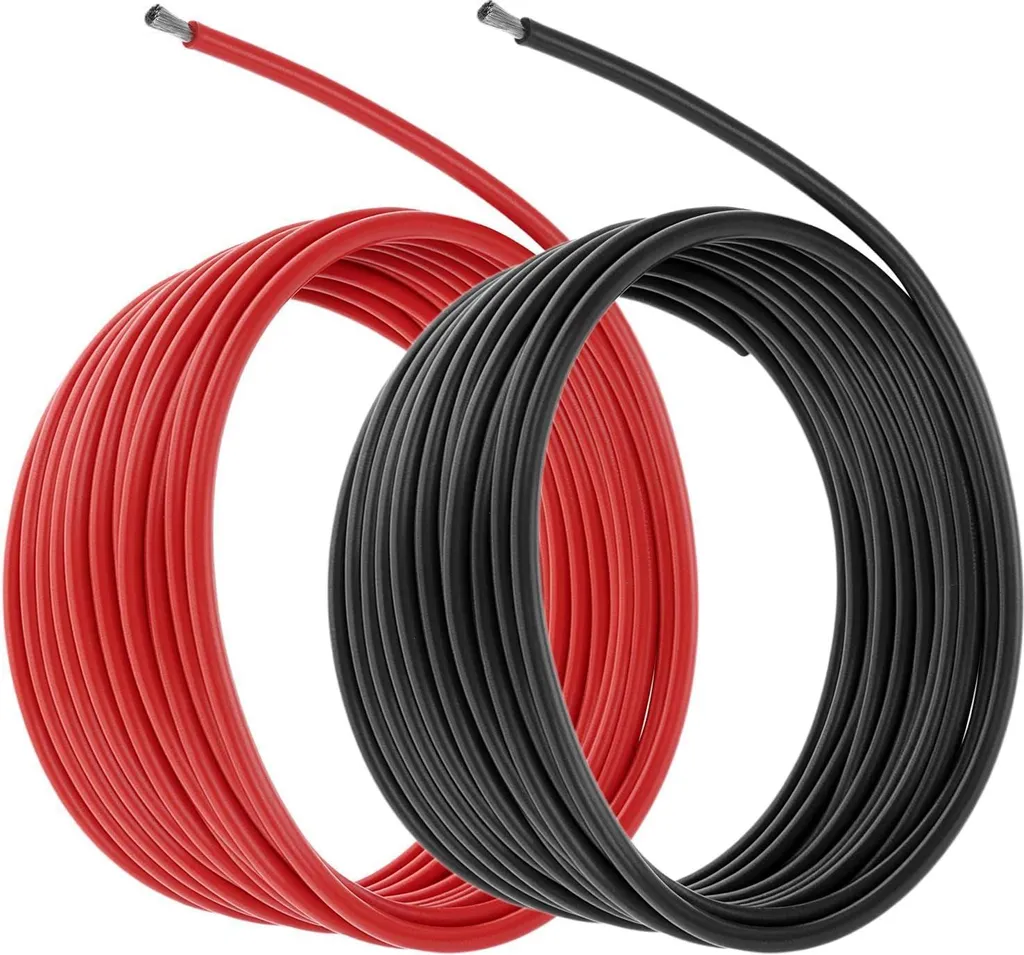 Câble Électrique 10AWG 6mm² pour Batterie et Solaire - 5m Haute Qualité