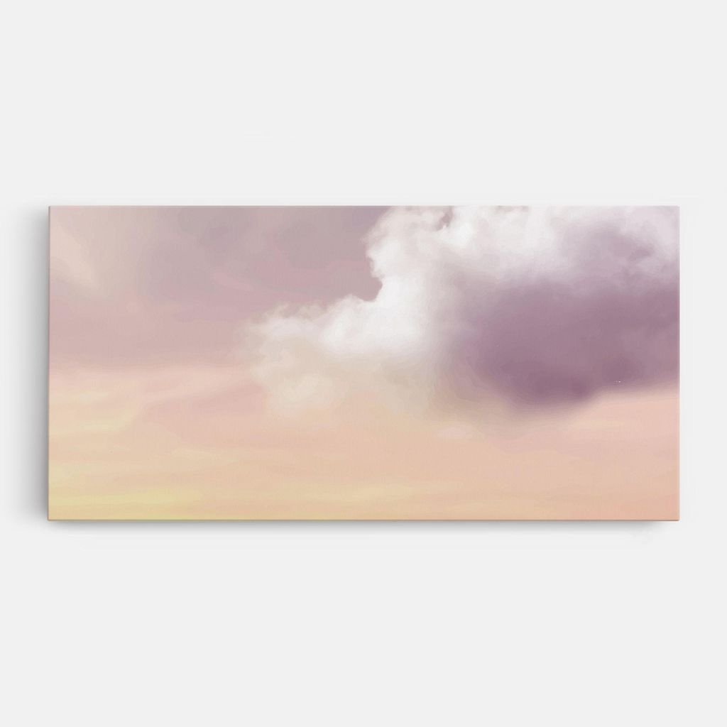 ARTHUB Leinwandbild 40x80 cm, Clouds Text Cream | Wohnzimmerdekoration, Hängende Bilder, Wanddekoration, Heimdekoration, Landschaften, Wolken
