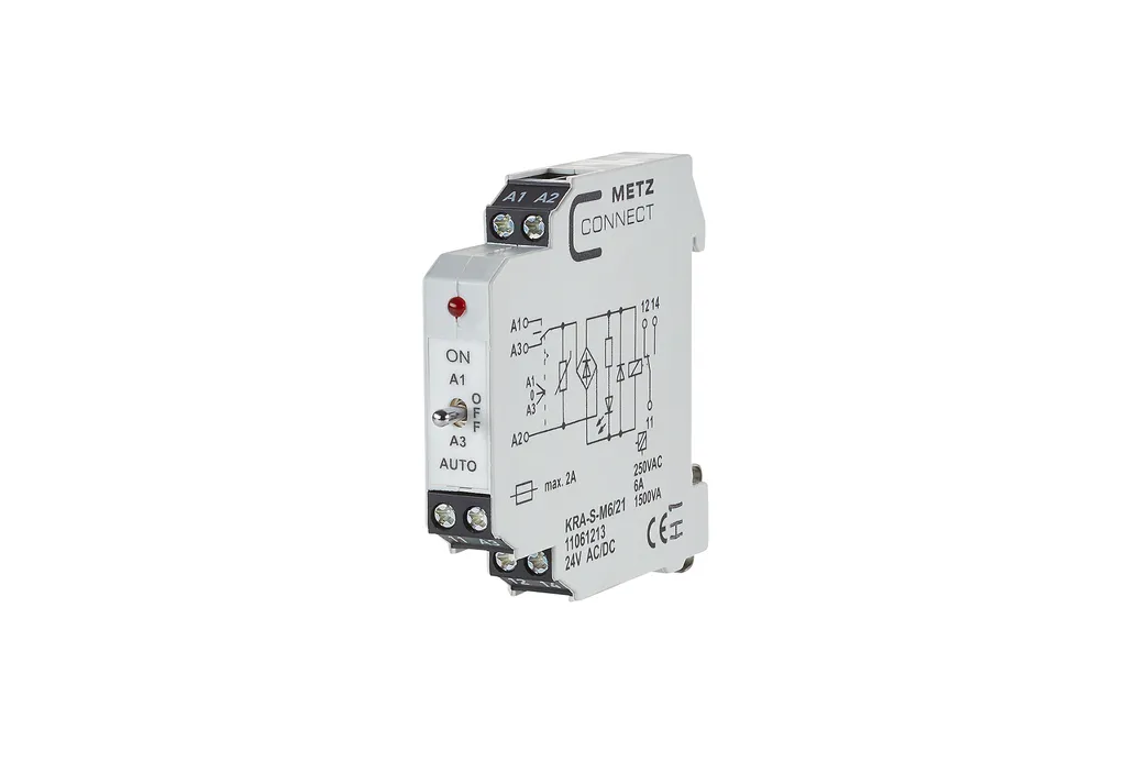 Relais de couplage 24V AC/DC METZ CONNECT KRA-S-M6/21 Rail DIN IP20