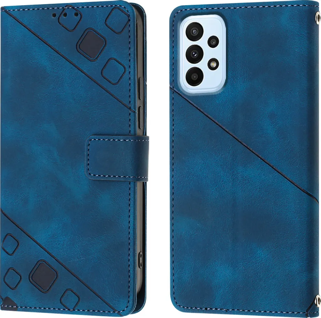 Custodia per Samsung Galaxy A53 5G in rilievo Custodia a portafoglio in pelle flip con funzione stand blu