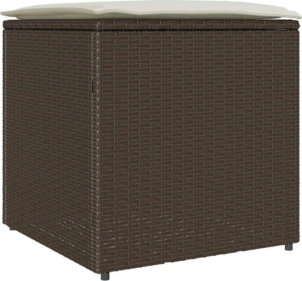Scatola porta cuscini marrone 50x50x50 cm in poly rattan per esterno
