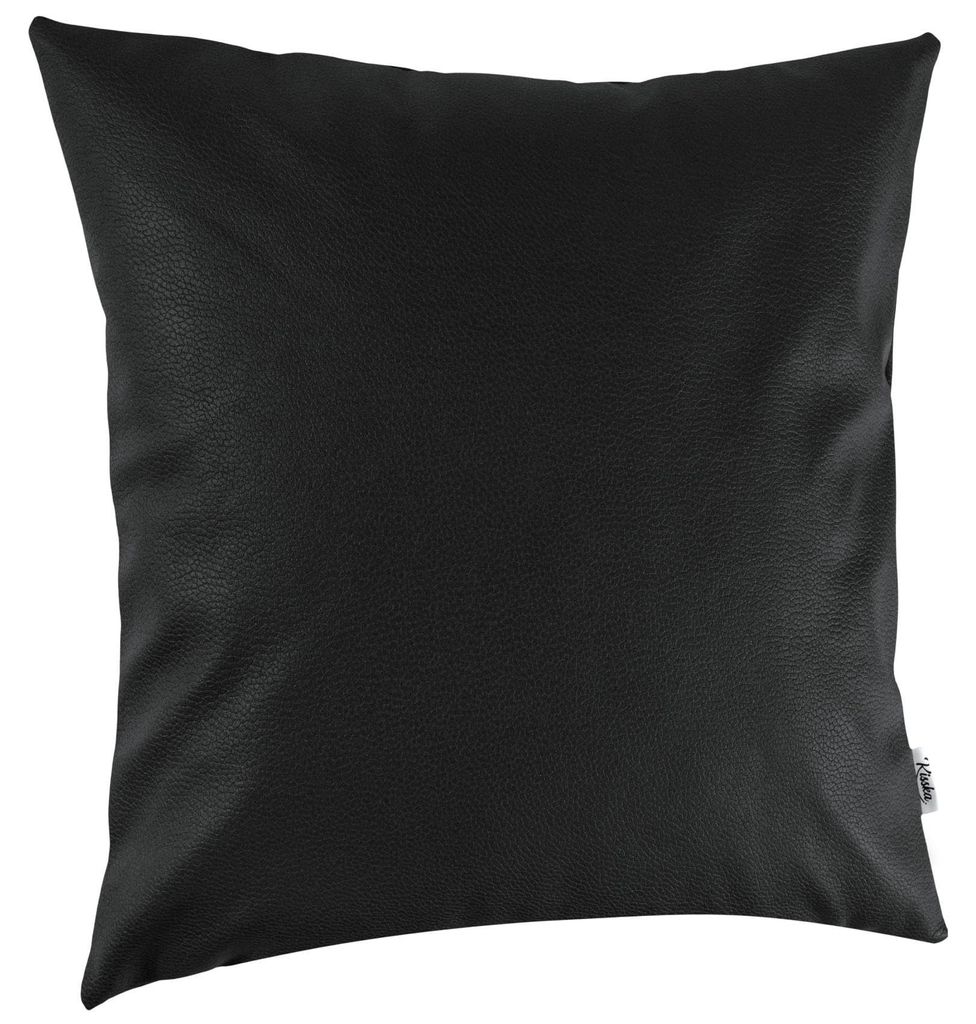 Kissenbezug Kunstleder Schwarz 50x50cm Dekokissen Produktbild 