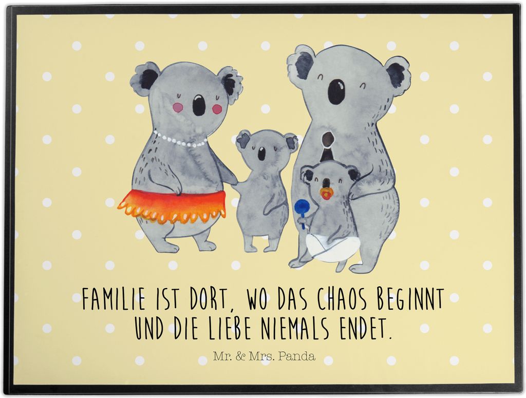 Mr. & Mrs. Panda Schreibunterlage Koala Familie - Gelb Pastell - Geschenk, Quality Time, Schreibtischauflage, malunterlagen, Family, schreibtischun...