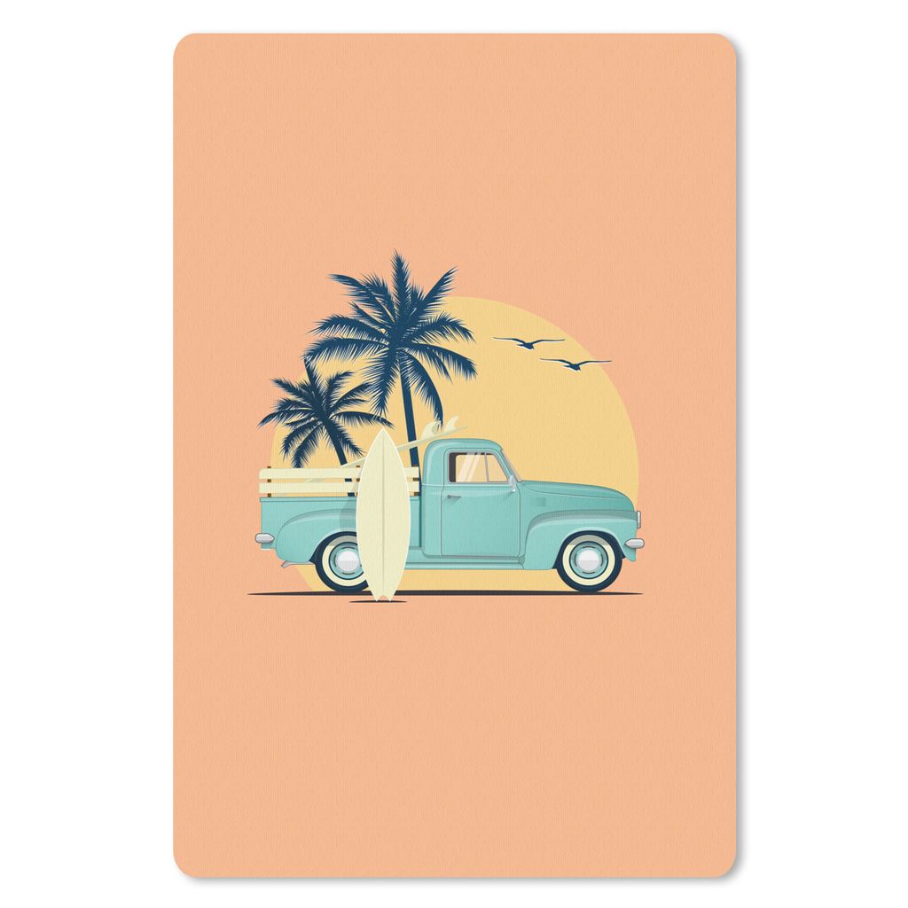 MuchoWow Mauspad Mousepad Auto - Palme - Surfbrett - Sommer 40x60 cm - Mousepads - Maus Mat - Pad - Mausunterlage - Schreibtisch Accesoire