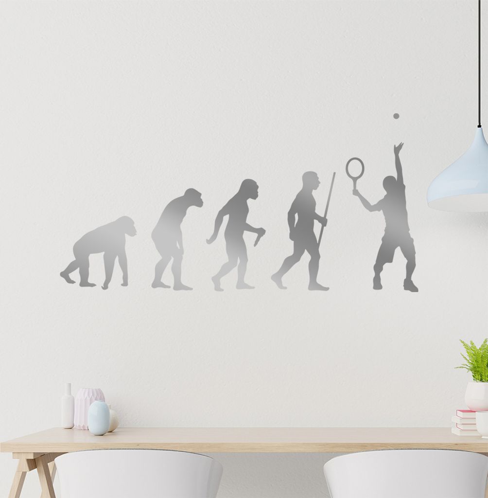 Tennisspieler Evolution Wandtattoo Wandaufkleber Wall Sticker - Dekoration, Küche, Wohnzimmer, Schlafzimmer, Badezimmer