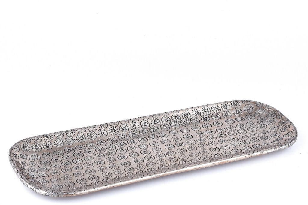 Orientalisches Tablett aus Aluminium Jabar 30cm | Marokkanisches Teetablett in der Farbe Silber | Orient Silbertablett silberfarbig | Orientalische...