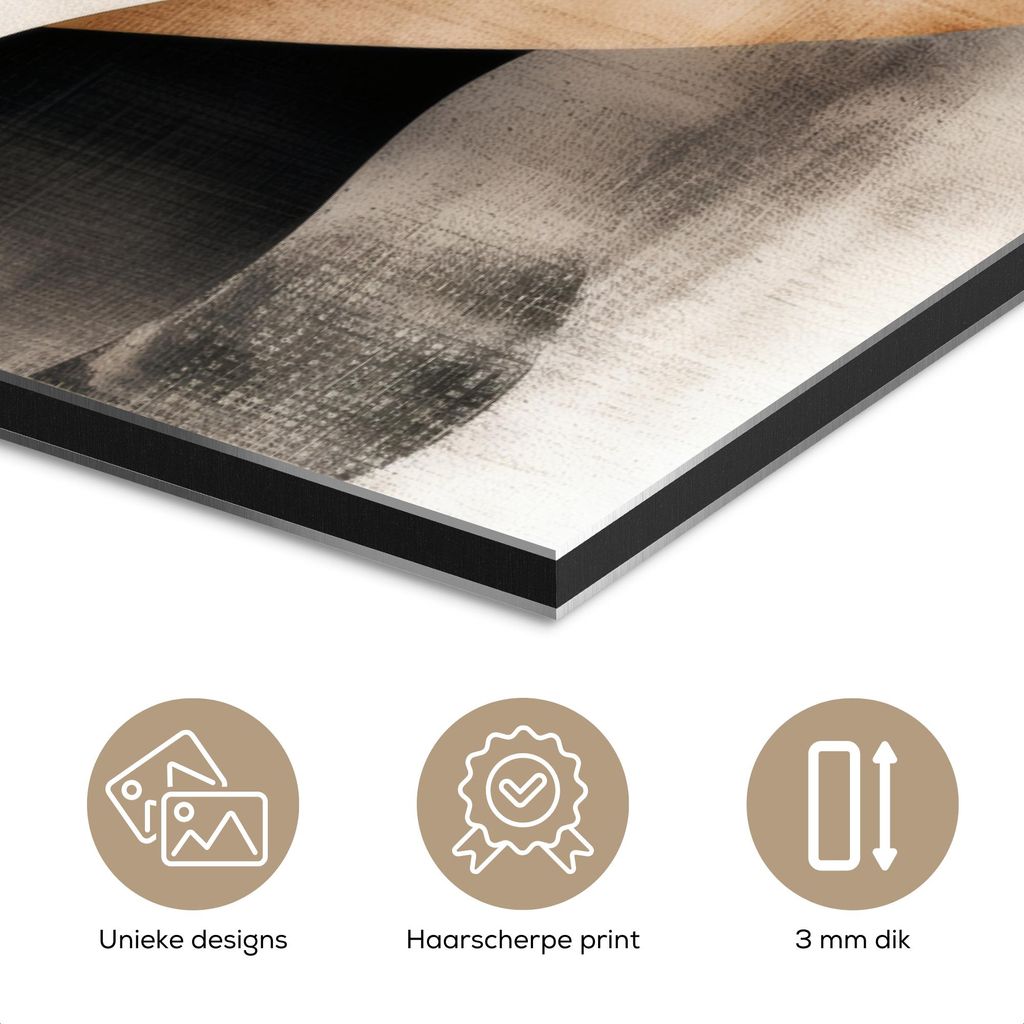 MuchoWow Wanddekoration Metall Metallbild Wandkunst 120x80 cm Abstrakt - Wellen - Schwarz - Verwittert MuchoWow Aluminium Gemälde - Alu Bild