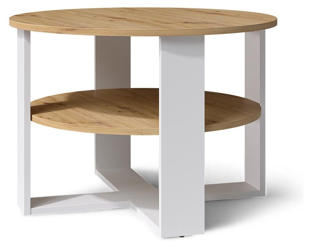 Konferenční stůl Vicco Romeo Bílá/Řemeslný dub 68 x 68 cm, Obrázek produktu 