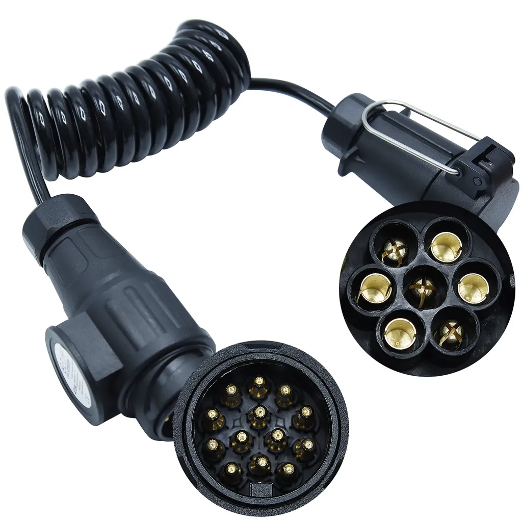 Rallonge électrique 2m remorque et caravane - Adaptateur 13 p vers 7 p