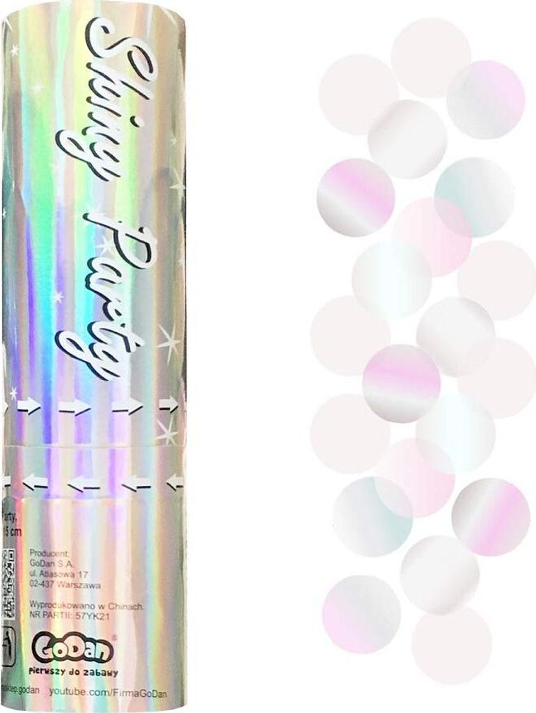 GoDan Konfetti-Kanone mit bunte Kreise -Konfetti, Schillernd, 15 cm Tube mit Folienkonfetti, Konfetti-Shooter und Party-Popper, ideal für, Geburts...