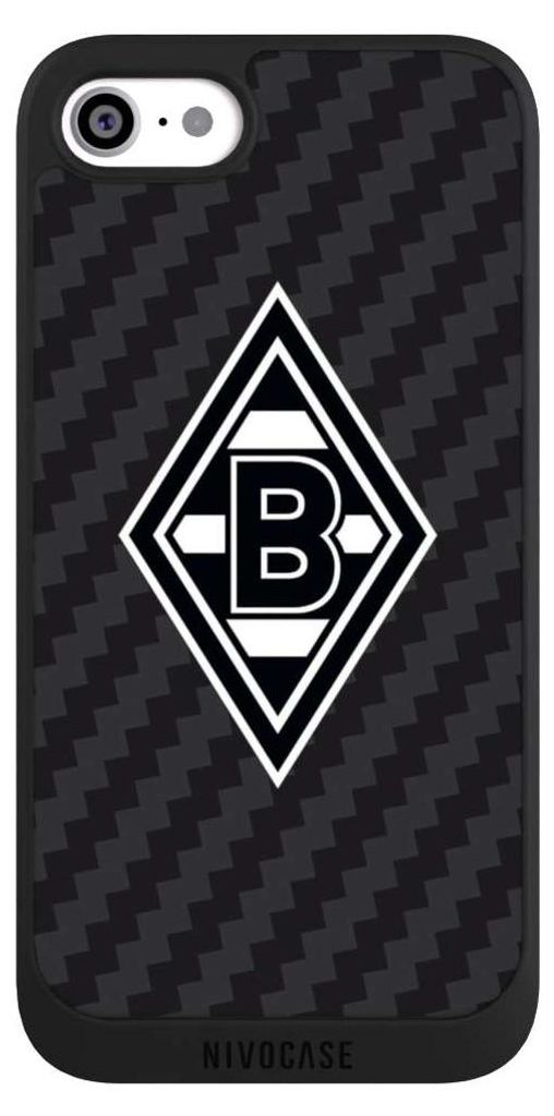 NIVOCASE Handyhülle für Apple iPhone SE (2020) Hülle NIVOpure Case Schwarz Borussia Mönchengladbach Carbon Gladbach