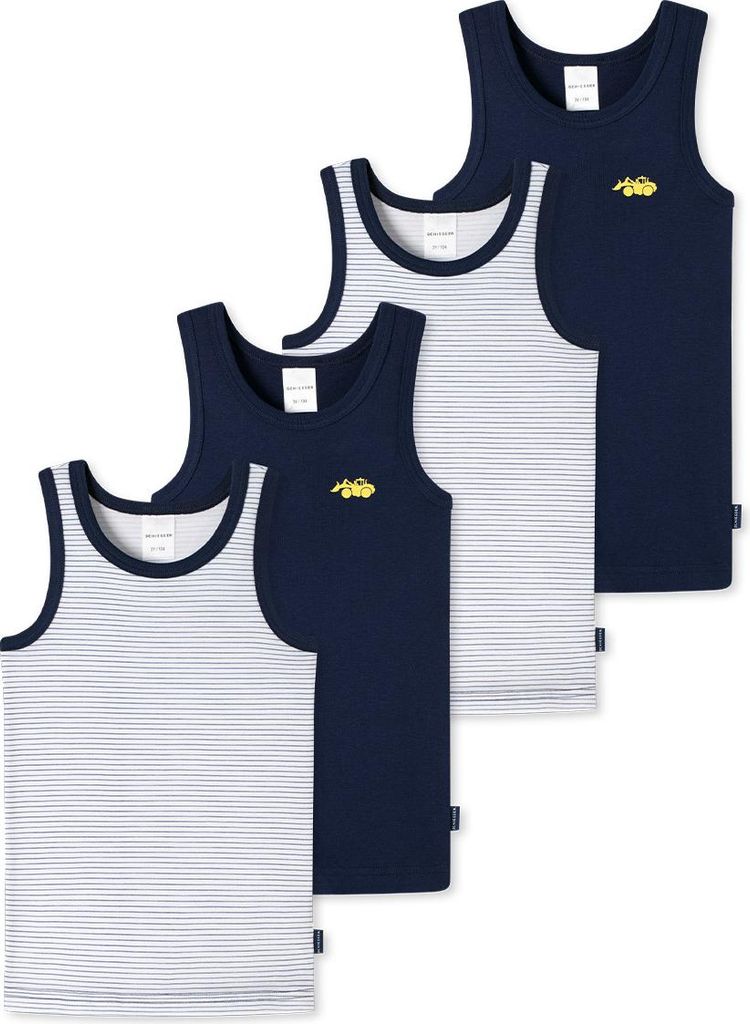 Schiesser 4er Pack Kids Boys Feinripp Organic Baumwolle Unterhemd / Tanktop Mit komfortablem Rundhalsausschnit, Herrlich bequeme Feinripp-Qualität...