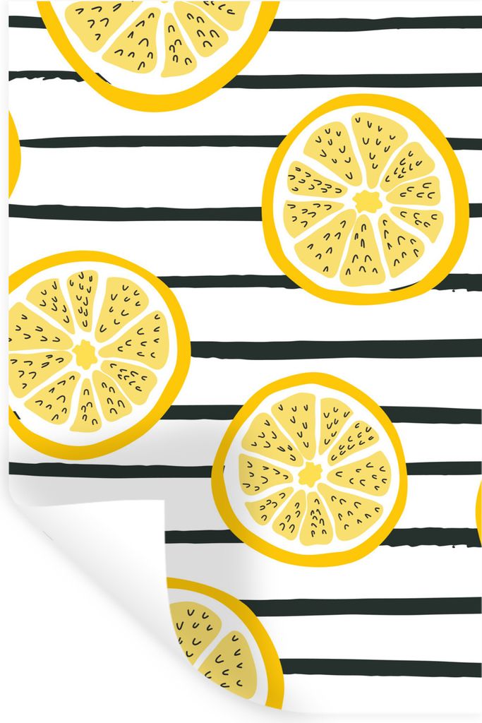 MuchoWow Wandtattoo Wandsticker Wandaufkleber Zitronen - Sommer - Muster 20x30 cm Selbstklebend und Repositionierbar - Sticker - Dekorfolie