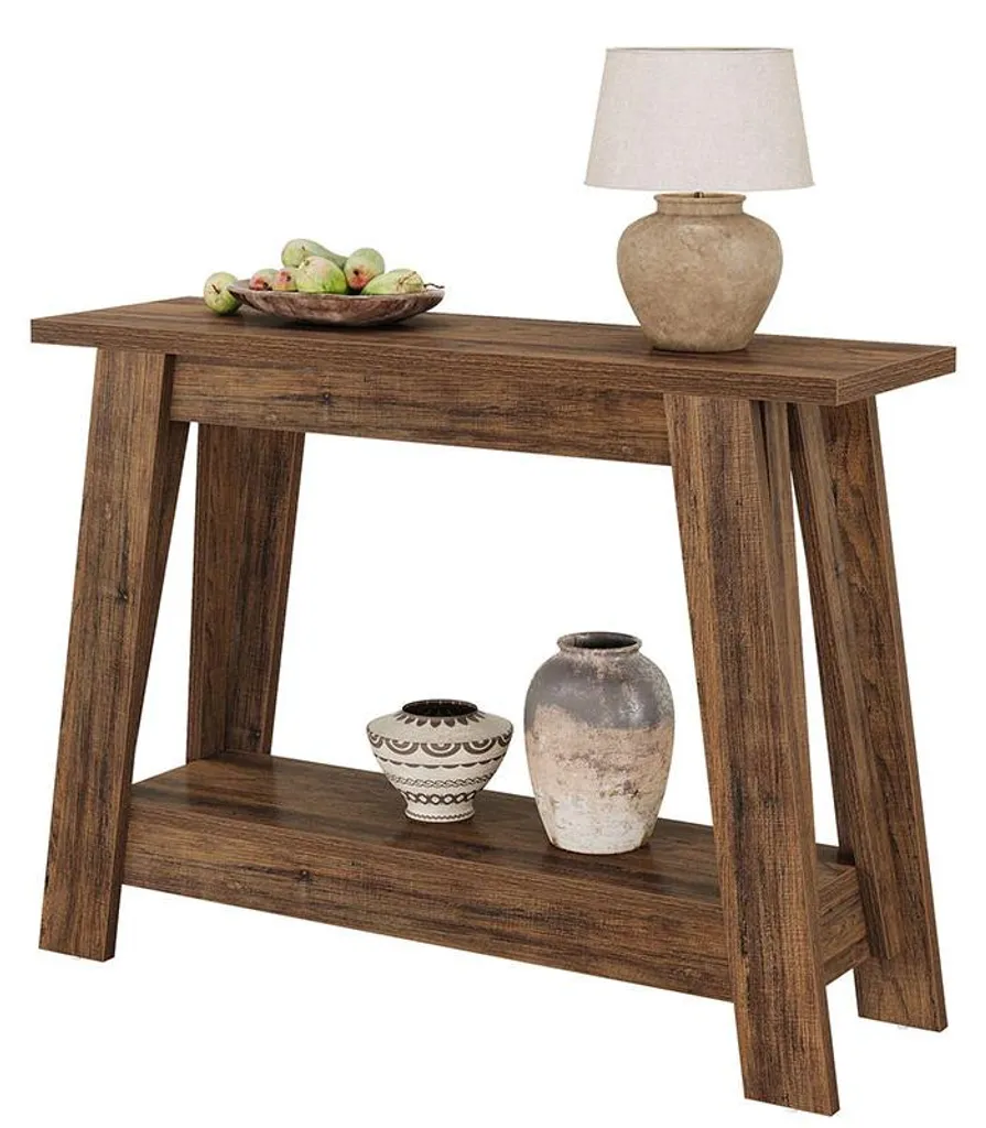 Meuble d'appoint décoratif pour salon et entrée bois marron rustique