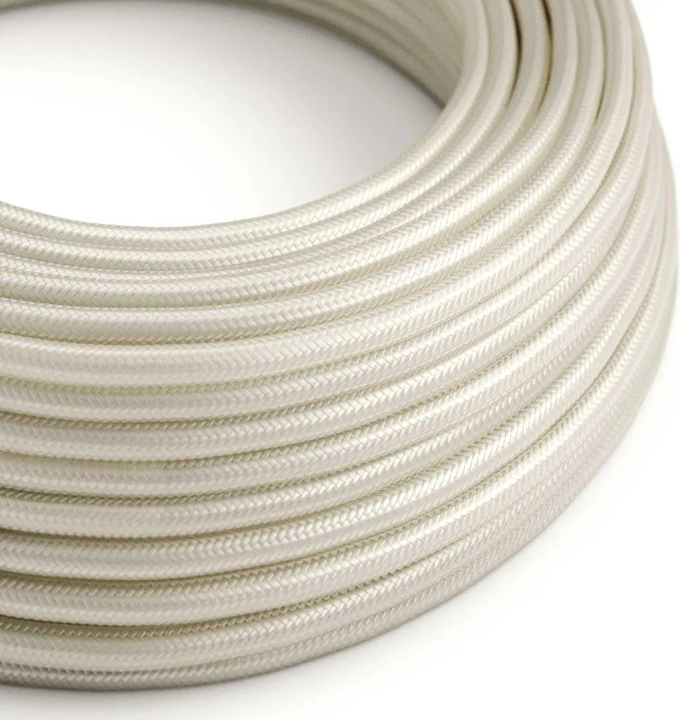Création de luminaire : câble textile 10m Blanc Perle RM00 effet de soie