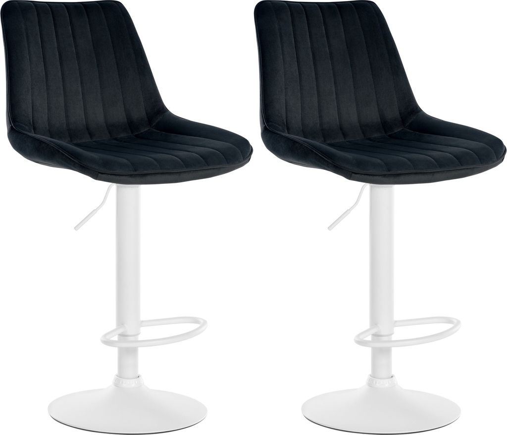 2er Set Barhocker HLO-CP296 Samt weiß schwarz