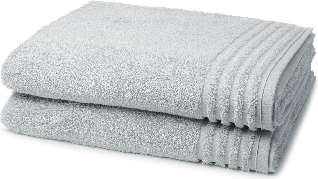 Vossen Vienna Style Supersoft 2 X Duschtuch im Set Extrem flauschig und saugfähig, Stäbchenbordüre Ton in Ton, Logostick