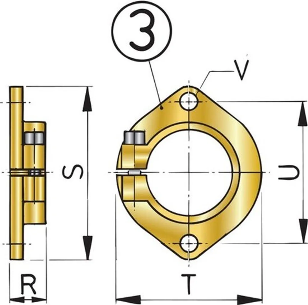 Fixer un tube d'arbre de 30mm : Bride de montage Vetus spécial cale