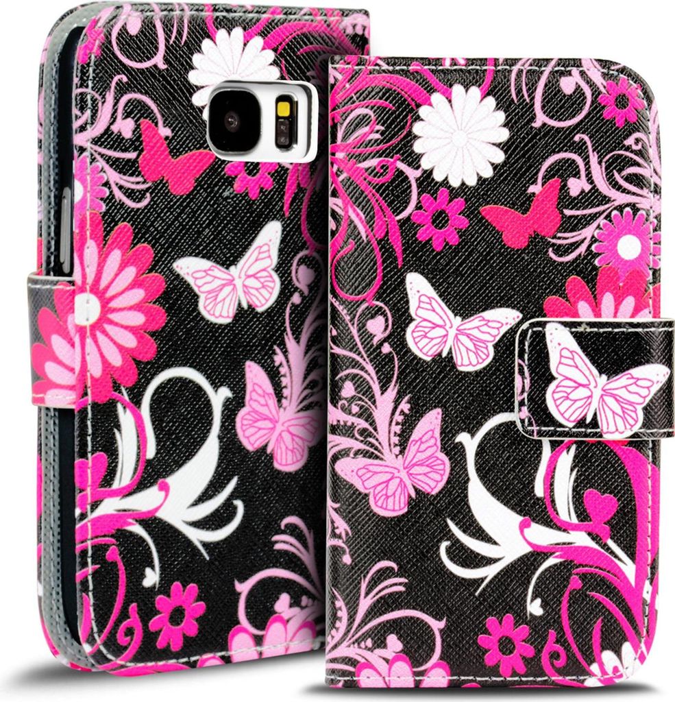 Handy Tasche für Samsung Galaxy S7 Edge Hülle Kunstleder Motiv Schutzhülle Case