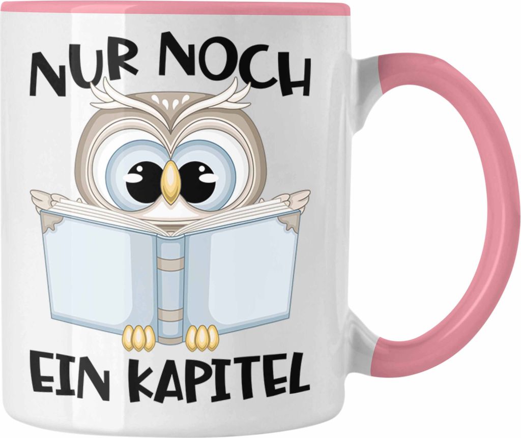 Trendation - Leseratte Geschenk Tasse Nur Noch Ein Kapitel Bücher Lesen Bücherwurm Geschenk Spruch Lesen (Rosa)