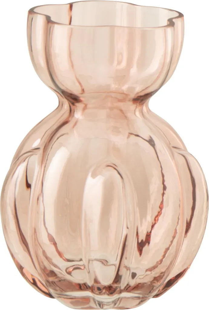 Vase J-Line Hubert en verre rose saumon petit format décoratif chic