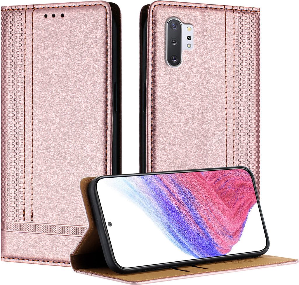 Handyhülle für Samsung Galaxy Note 10 Plus Leder Flip Klappbare Schutzhülle mit Standfunktion Pink