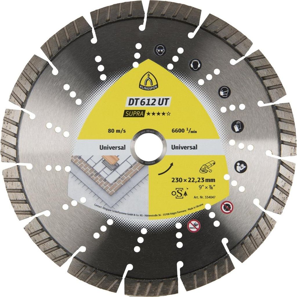 Klingspor DT 612 UT Diamanttrennscheiben Gewinde M 14, 125 x 2,2 x 22,23 mm 10 Segmente 31 x 2,2 x 12 mm, Standard Turbo