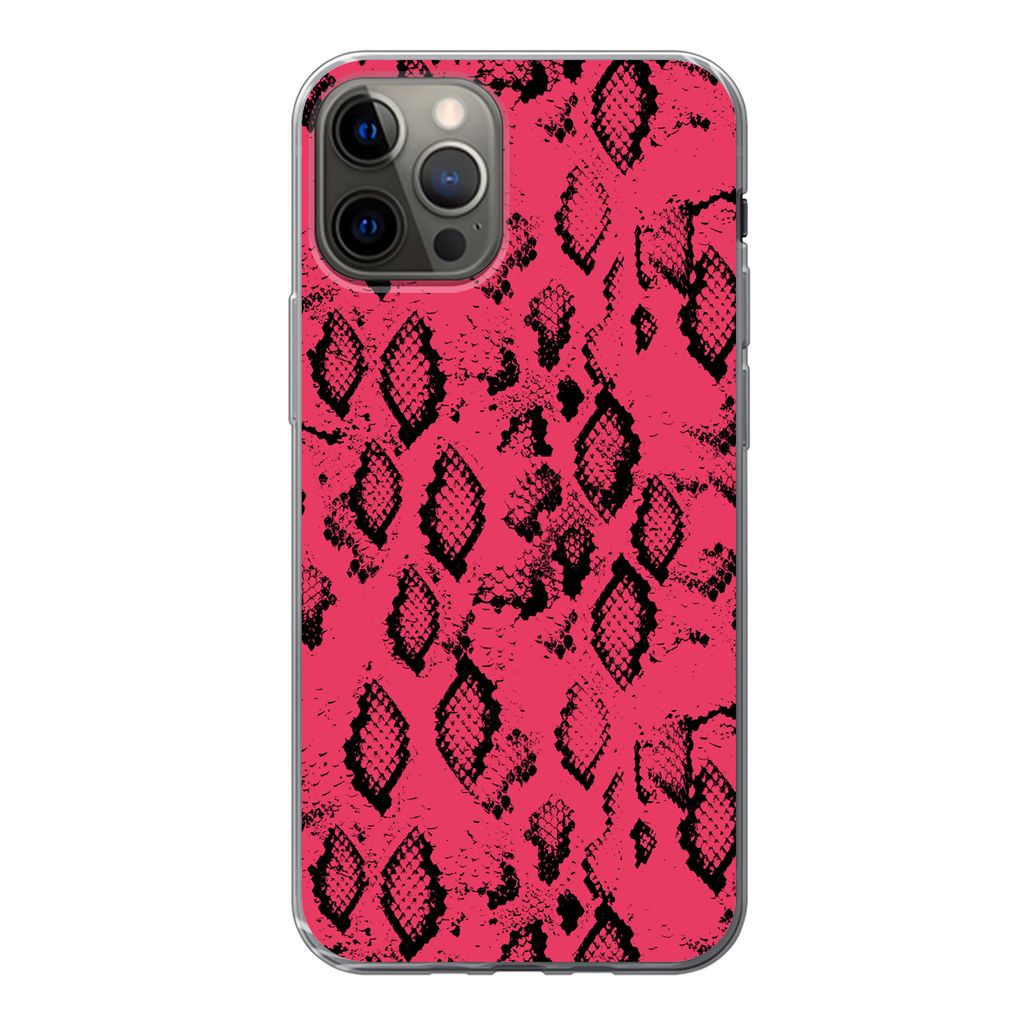 MuchoWow Handyhülle Schutzhülle Hülle für iPhone 13 Pro Tiermuster - Schlangenhaut - Rosa Silikon Softcase Handy Hülle - Handy-Tasche