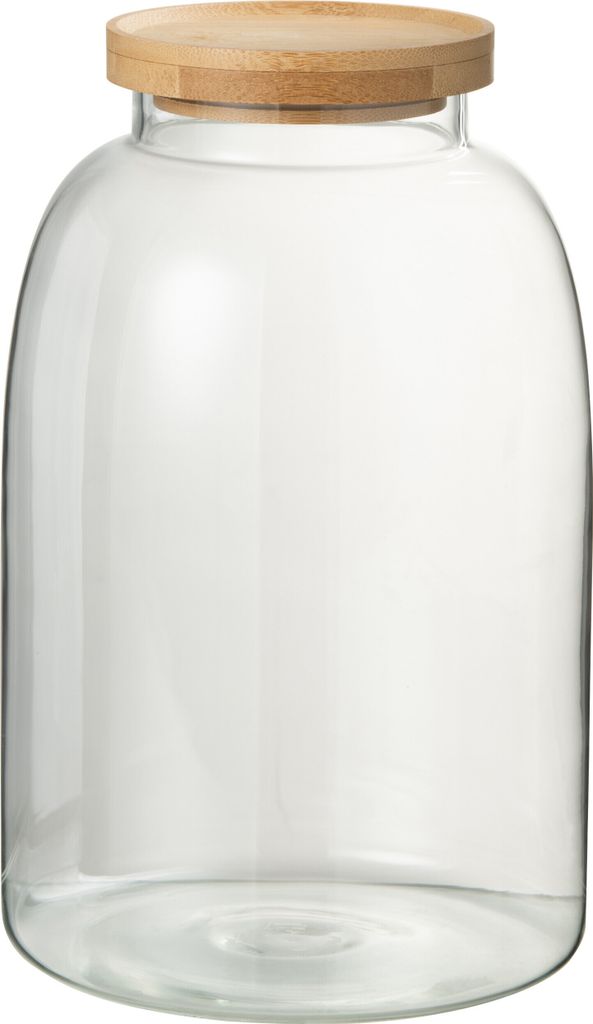 J-Line Glastopf Tom Glas/Bambus Transparent/Naturell Large