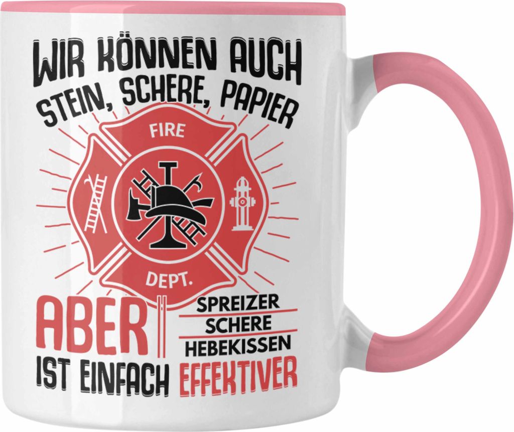 Trendation - Feuerwehr Tasse Geschenke Zubehör Lustig Einsatz Geburtstag Spruch Mann Fire (Rosa)