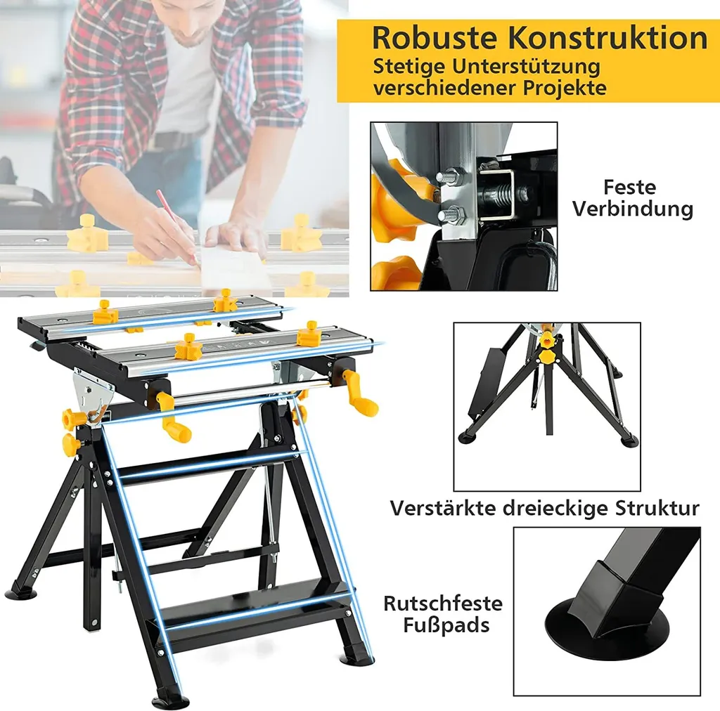 Table d'atelier réglable en hauteur et inclinable, charge max 100 kg - 4