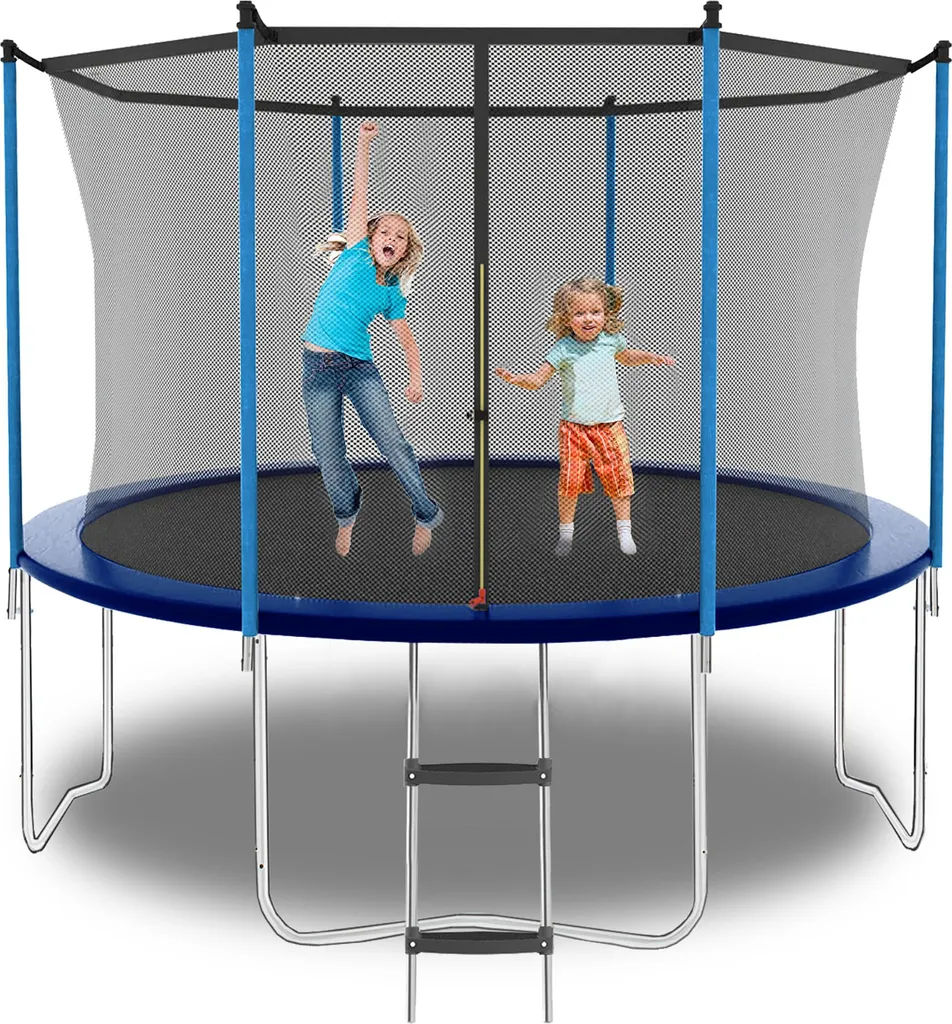Trampoline 2,4 m avec filet pour le sport et loisirs de jardin bleu 181 kg