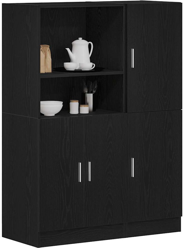 Maison Exclusive - 2-tlg. Küchenschrank-Set Schwarz Holzwerkstoff