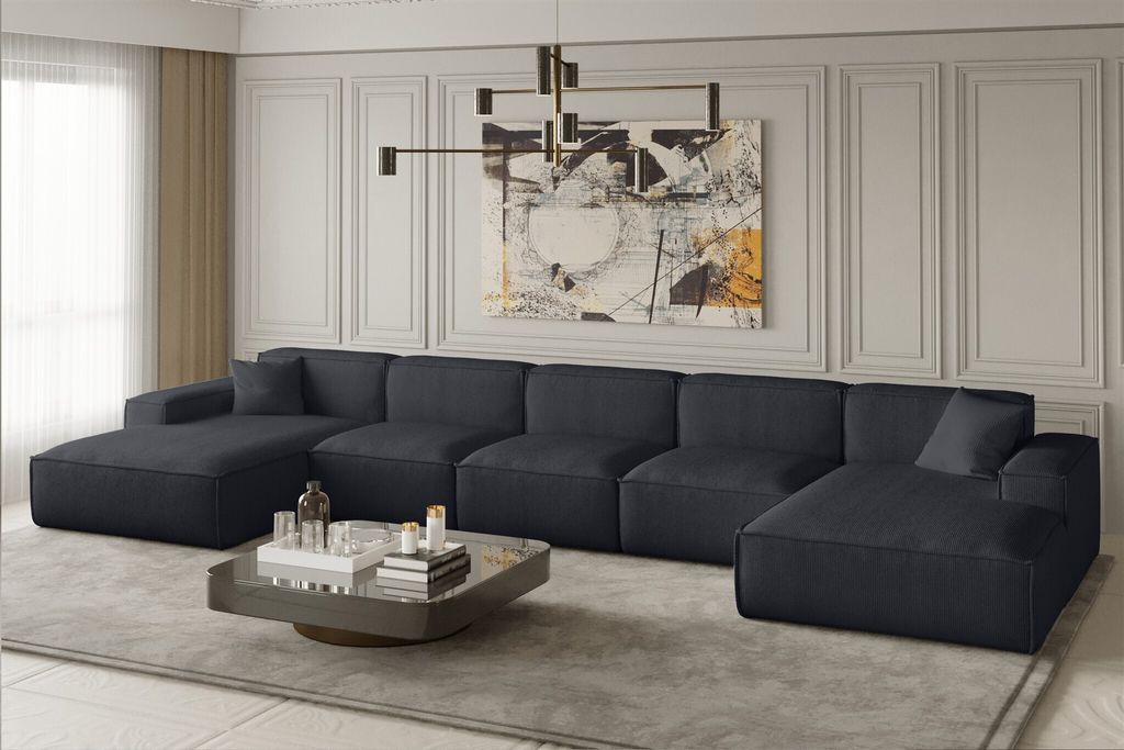Wohnlandschaft U-Form CELES XL in Stoff Scala Schwarz Produktbild 