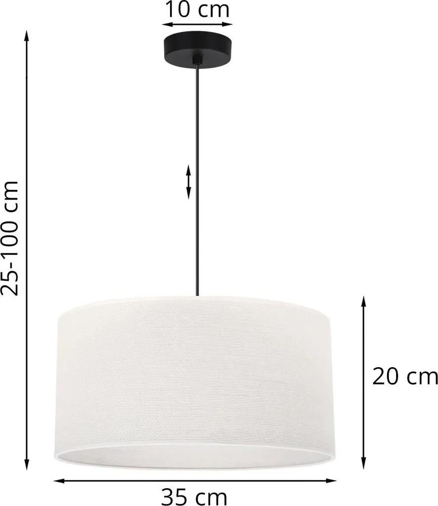 Suspension design plat 35 cm en jute bicolore noir et blanc culot E27