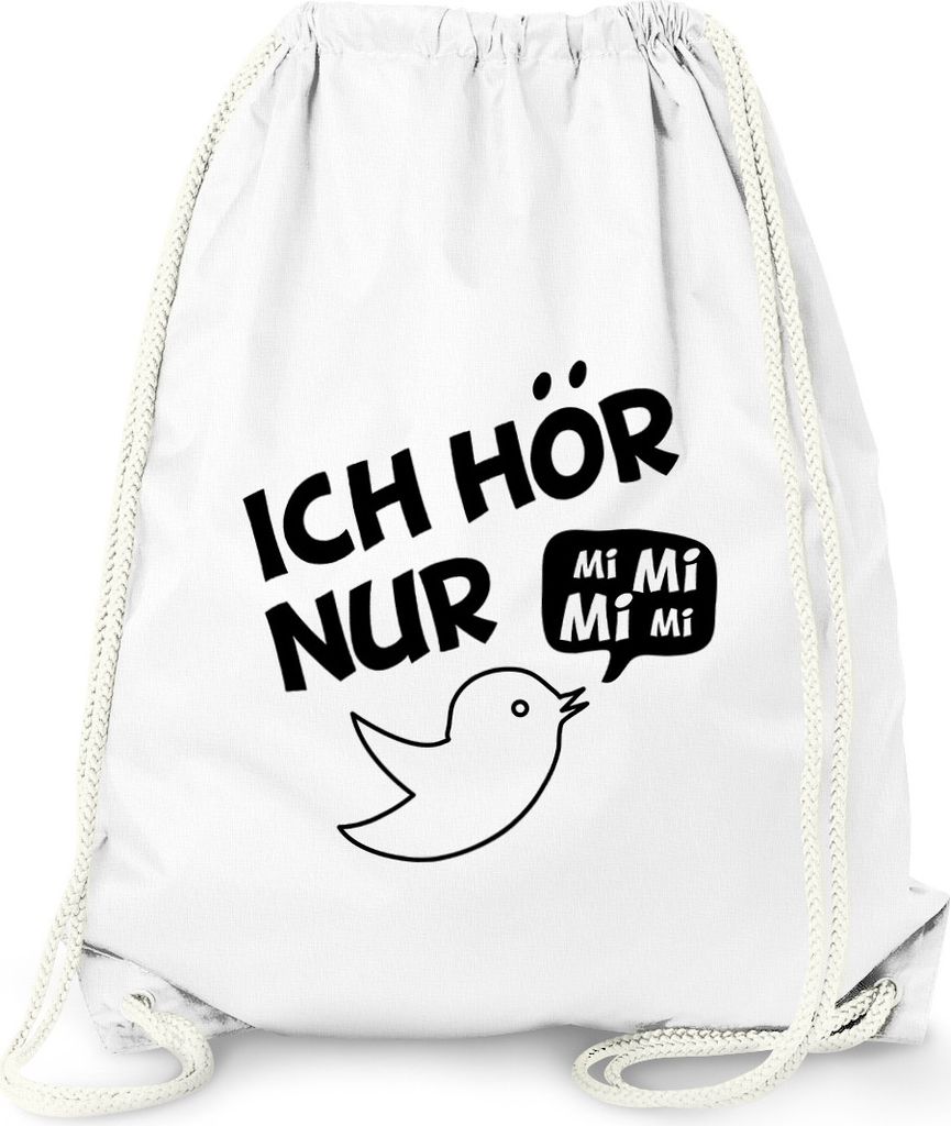 Turnbeutel mit Spruch - ich hör nur mimimi - lustig Gymbag Drawstring Moonworks weiß unisize