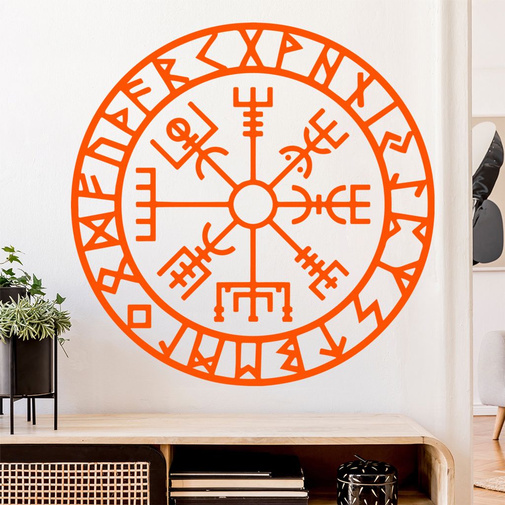 Wikingerkompass Runen Wandtattoo Wandaufkleber Wall Sticker - Dekoration, Küche, Wohnzimmer, Schlafzimmer, Badezimmer