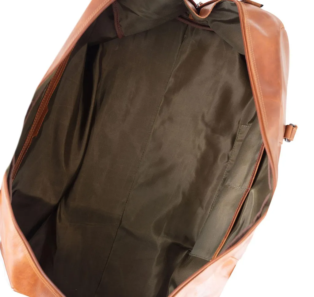 Sac de voyage cuir véritable Caramel - Finition Newport robuste et chic