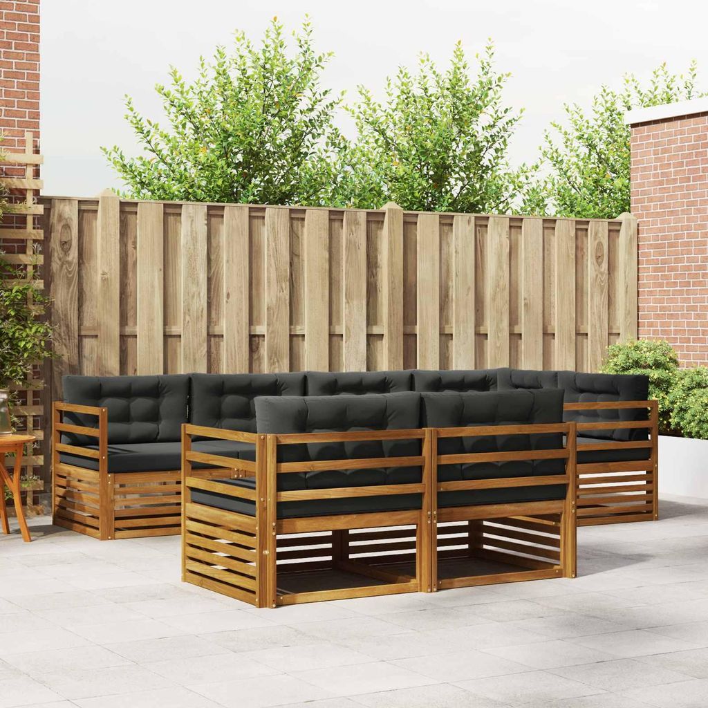 "Seasonal Sale"Outdoor-Sofagarnitur - CLORIS - Balkonmöbe/Sitzgruppe - mit Kissen 7 pcs - Moderne Design - Natur und Anthrazit - Gartensofas DEMö...