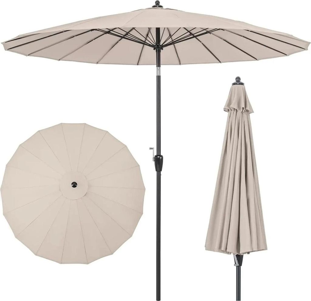 Garten-Sonnenschirm - Marktschirm/Terrassenschirm - Kurbel zum Öffnen/Schließen - 18 Fiberglas-Streben - Aluminium-Mast - Hellgelb