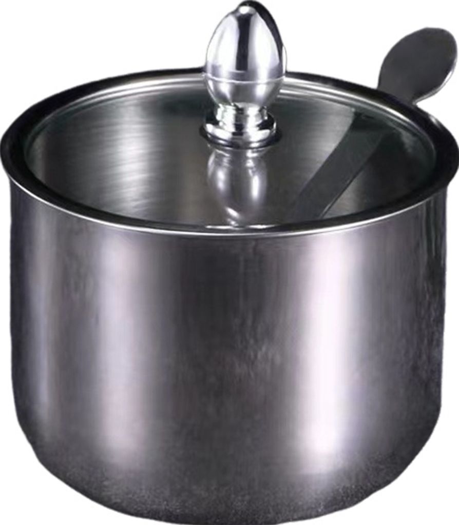 1/2/3-teiliges Gewürzglas, Zuckerbehälter aus Edelstahl mit Glasdeckel und Löffel, Zuckerdose für die Küchenarbeitsplatte, Kaffeebar, für Sal...