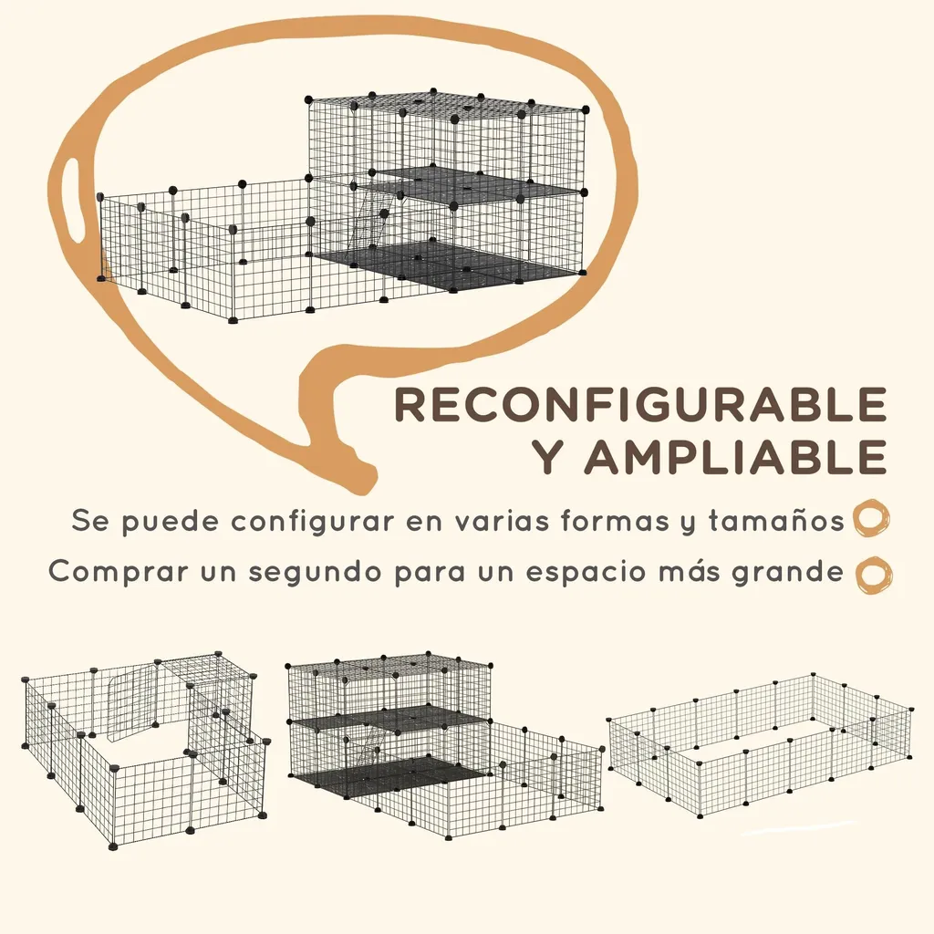 Cage Parc Modulable pour Lapins et Rongeurs - Structure Acier Robuste