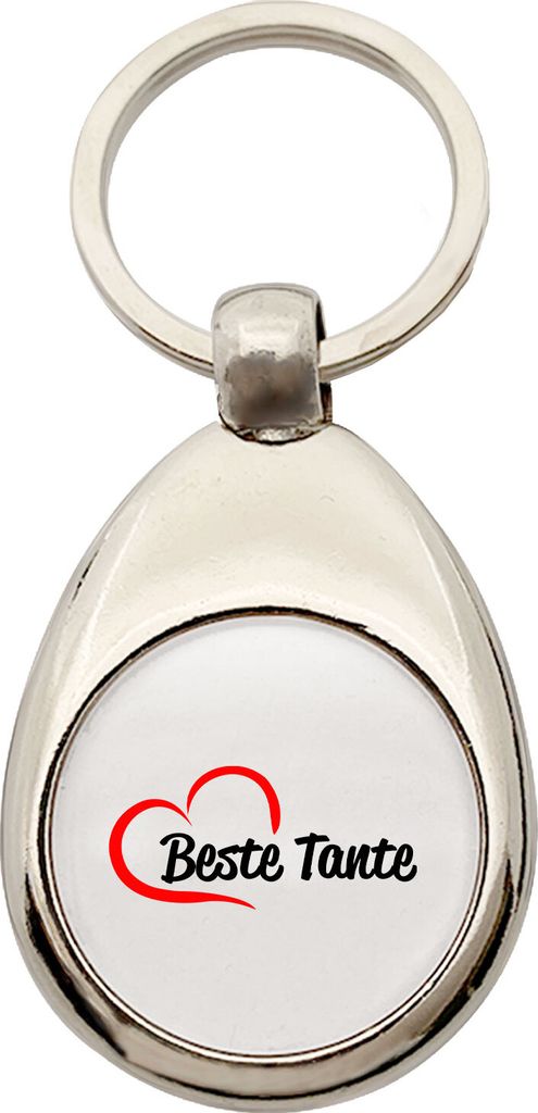 Huuraa Schlüsselanhänger Beste Tante Herz Metall Schlüsselring Einkaufswagenchip Geschenkidee