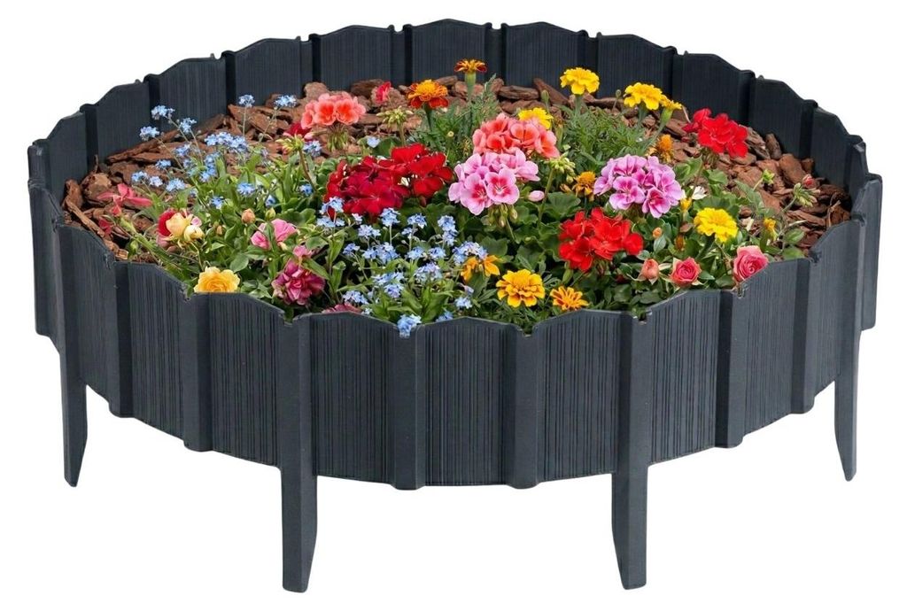 HowHomely | Beeteinfassung - Gartenpalisade - grau - 78,5 x 0,8 x 10,5 cm - Beetumrandung - Garten Zubehör