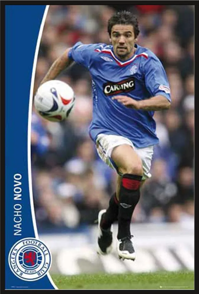 Poster Football Rangers FC Nacho Novo encadré sous vitre acrylique
