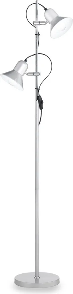 POLLY Argent Lampadaire 2 ampoules - Luminaire design en métal chromé